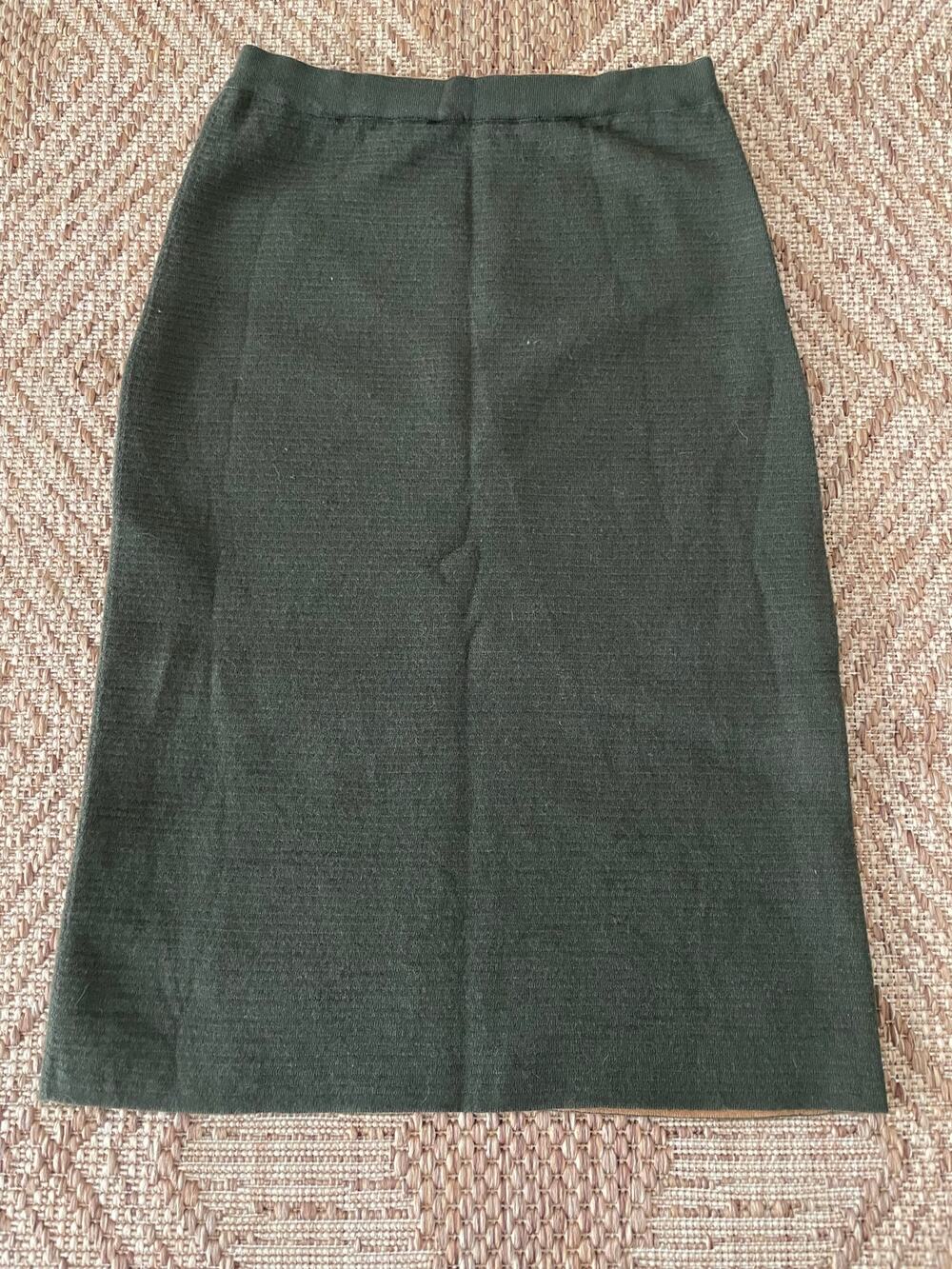 vintage army green Sebastian made in Italy 100% Wool pencil skirt